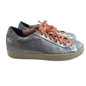 P448 John Glitter Sneakers Womens 7.5 8 38 Silver Peach Low Top Skate Sk8 Street